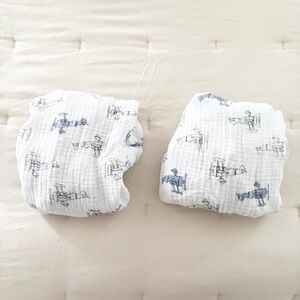 Aden + Anais Changing Pad Cover Bundle White with airplanes 100% cotton muslin